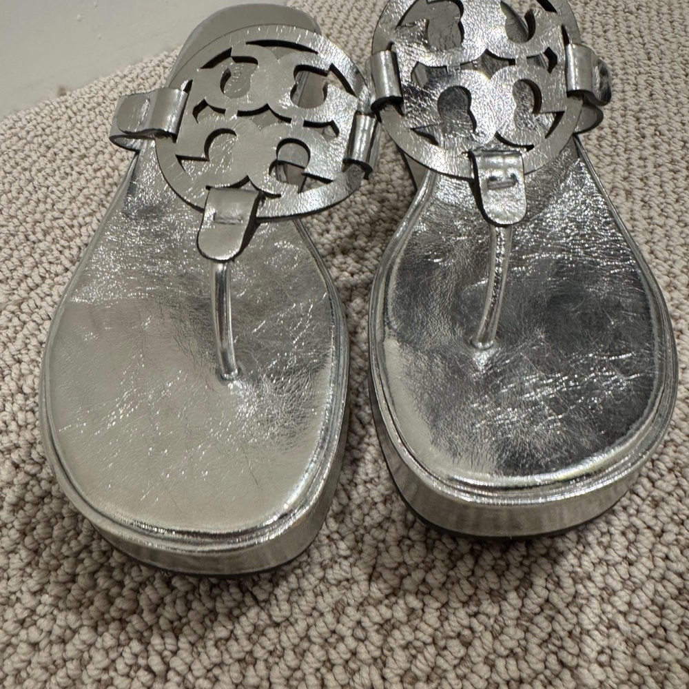 Tory Burch Silver Metallic Sandals